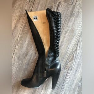 Frye Company Tall Black Leather Women’s braided boot